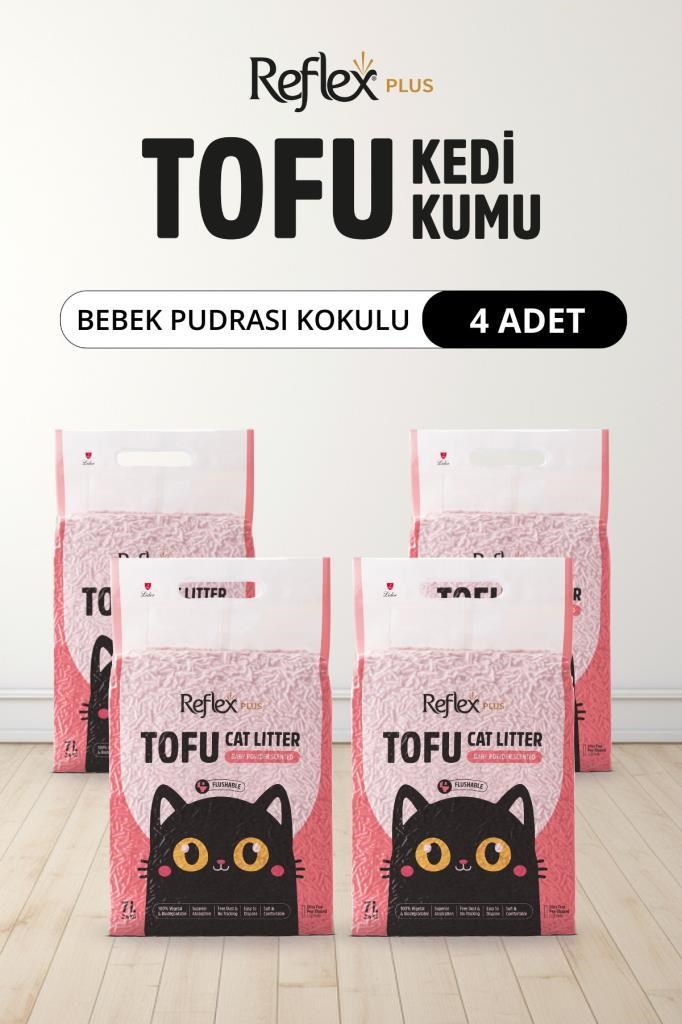 Reflex Tofu Bebek Pudrası Kokulu Kedi Kumu 4 x 7 Lt