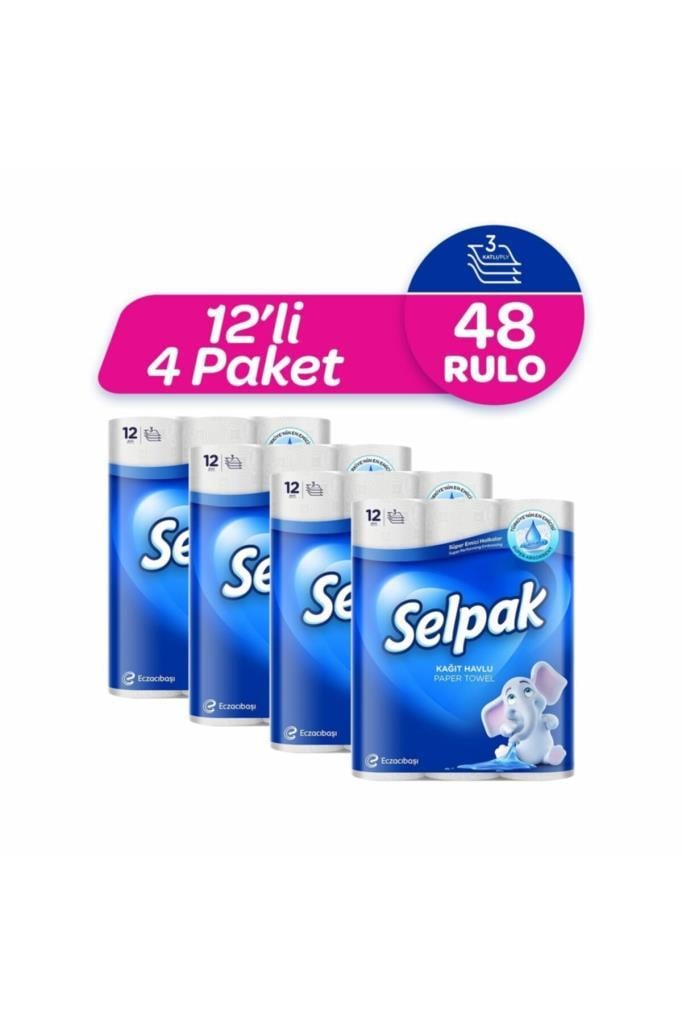 Selpak Kağıt Havlu 12x4 Set (48 Rulo Kağıt Havlu)