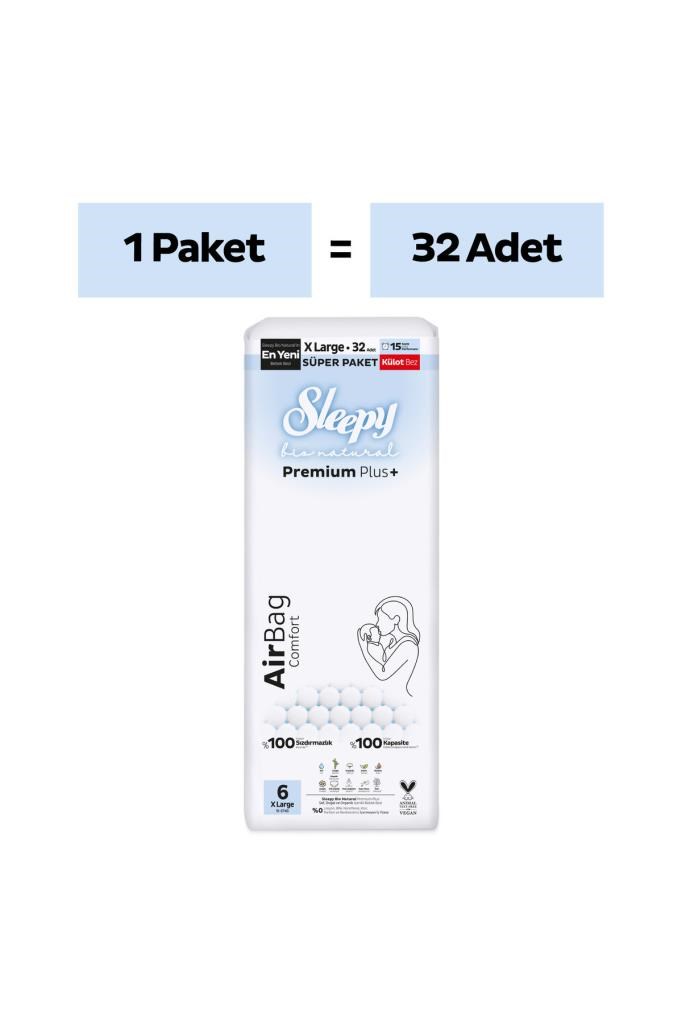 Sleepy Bio Natural Premium Plus Airbag Comfort Süper Paket Külot Bez 6 Numara Xlarge 32 Adet