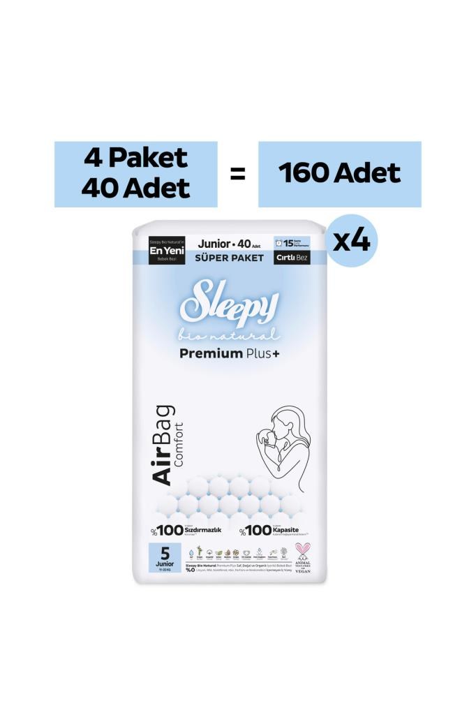 Sleepy Bio Natural Premium Plus Airbag Comfort Ultra Paket Bebek Bezi 5 Numara Junior 160 Adet