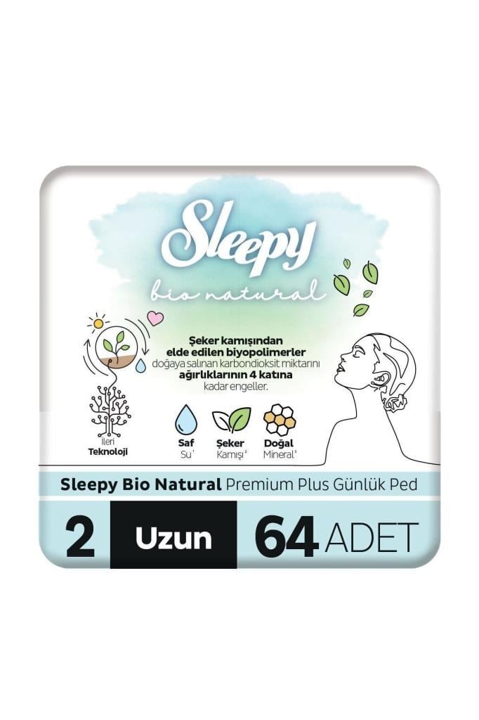 Sleepy Bio Natural Premium Plus Günlük Ped Uzun 64 Adet Ped