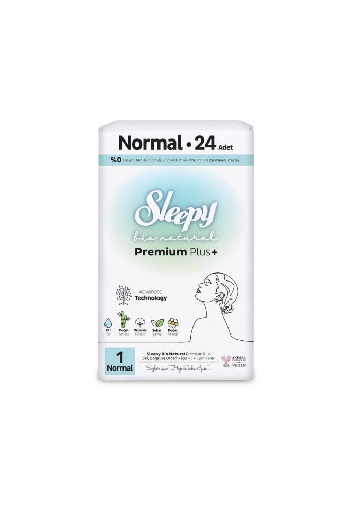 Sleepy Bio Natural Premium Plus Hijyenik Ped Normal 24 Adet Ped