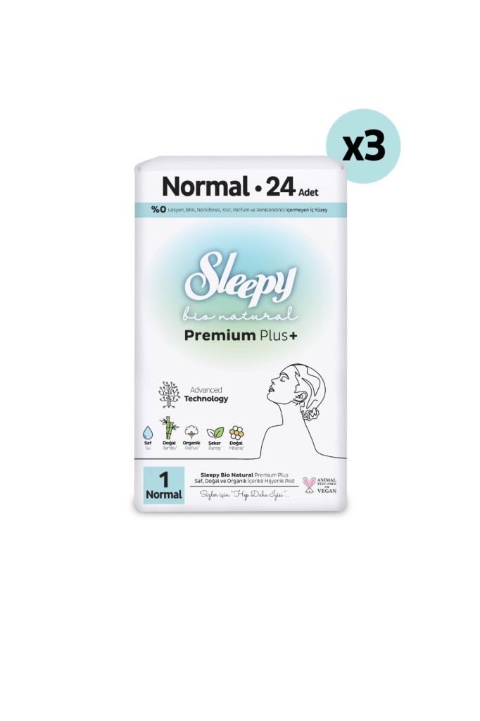 Sleepy Bio Natural Premium Plus Hijyenik Ped Süper Avantaj Paketi Normal 72 Adet