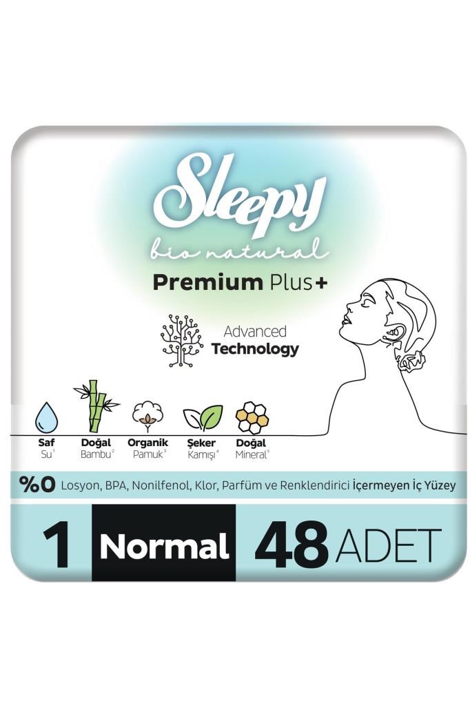 Sleepy Bio Natural Premium Plus Hijyenik Ped Normal 48 Adet Ped