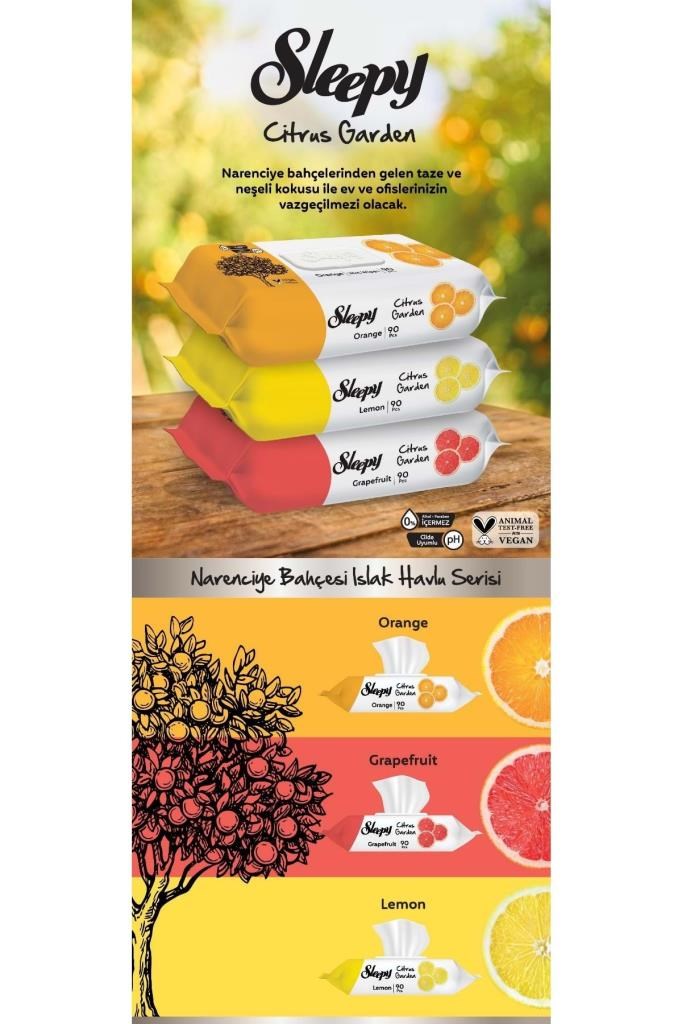 Sleepy Citrus Garden Lemon Islak Mendil 90 x 3