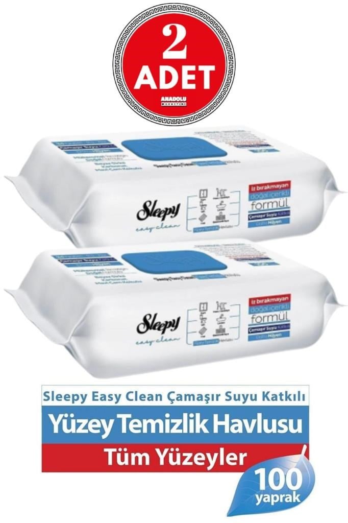 Sleepy Easy Clean Çamaşır Sulu Yüzey Temizlik Havlusu 2 x 100'lü