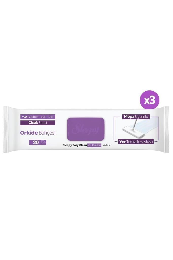 Sleepy Easy Clean Orkide Bahçesi Mopa Uyumlu Yer Temizlik Havlusu&Mendili 3X20 (60 Yaprak)