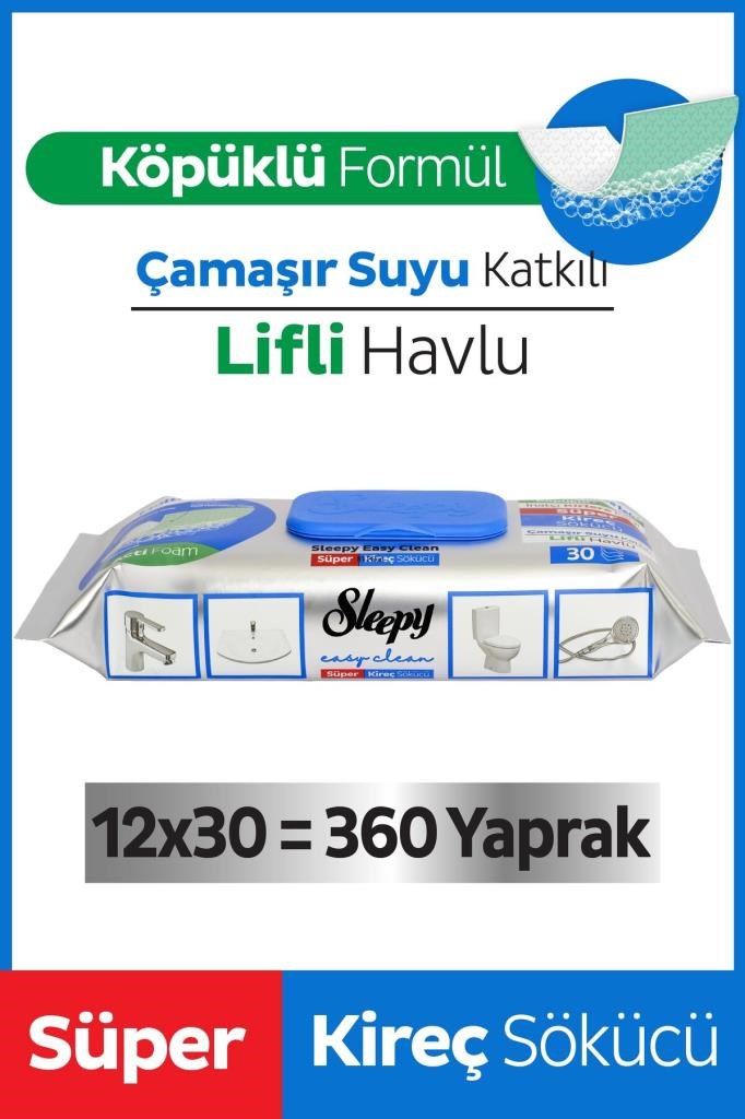 Sleepy Easy Clean Süper Kireç Sökücü Yüzey Temizlik Havlusu&mendili 12x30 (360 YAPRAK)