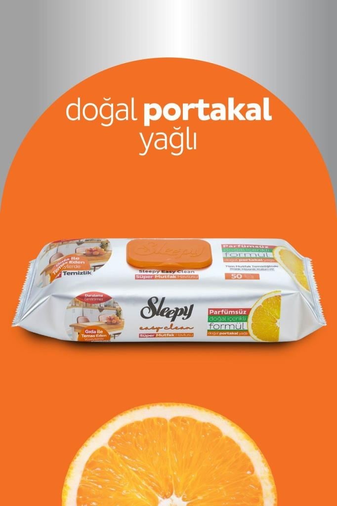 Sleepy Easy Clean Süper Yüzey Temizlik Mutfak Havlusu&mendili Portakal Yağlı 50 Yaprak