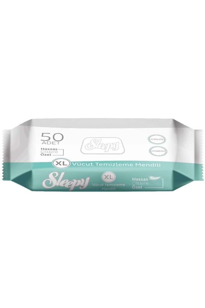 Sleepy Hasta Vücut Temizleme Islak Mendil Havlu 50 Yaprak XL (6 Lı Set)