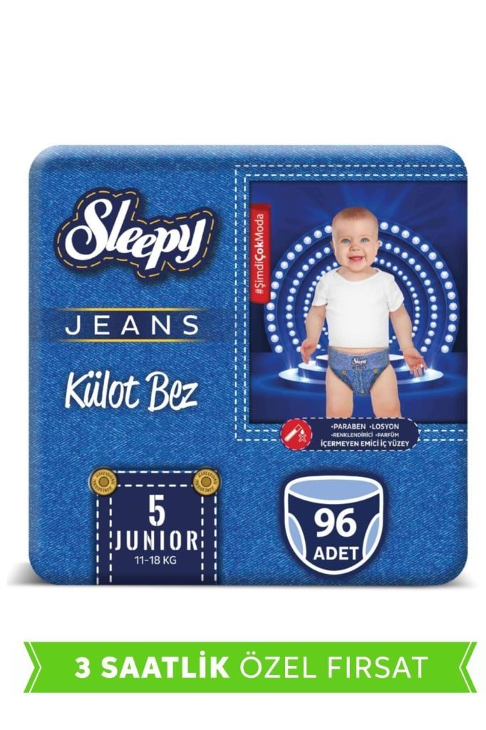 Sleepy Jeans Külot Bez 5 Numara Junior 4'Lü Jumbo  96 Adet 11-18 Kg