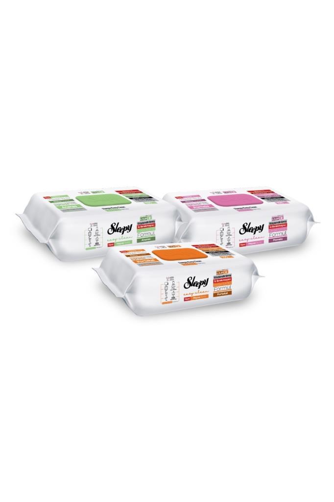 Sleepy Meyve Serisi Yüzey Temizlik Havlusu Mendili Portakal+Ananas+Pomelo 3x100 (300 Yaprak)