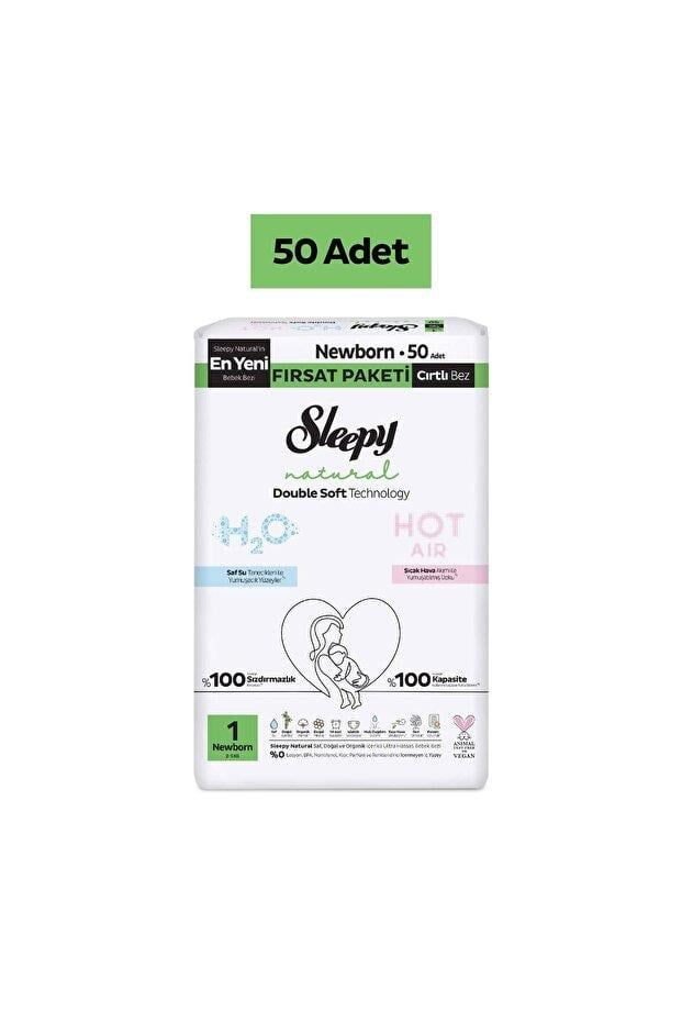 Sleepy Natural Double Soft Fırsat Paketi Bebek Bezi 1 Numara Newborn 50 Adet