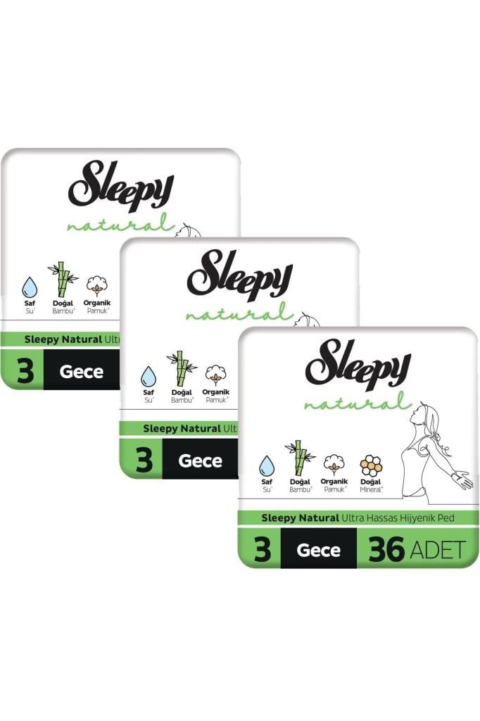 Sleepy Natural Ultra Hassas Gece Hijyenik Ped 3 x 36'lı