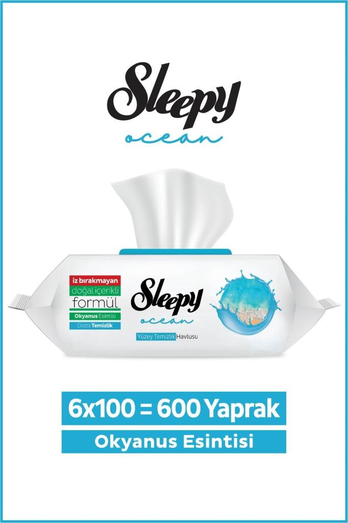 Sleepy Ocean Yüzey Temizlik Havlusu&Mendili Okyanus Esintisi 6x100 (600 Yaprak)