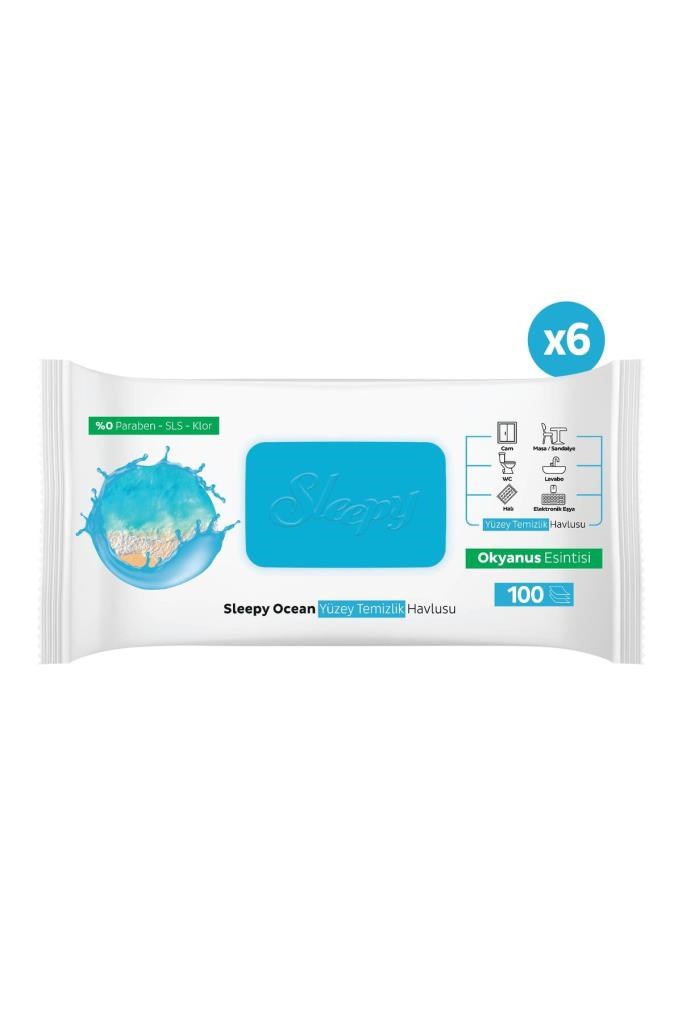 Sleepy Ocean Yüzey Temizlik Havlusu&Mendili Okyanus Esintisi 6x100 (600 Yaprak)