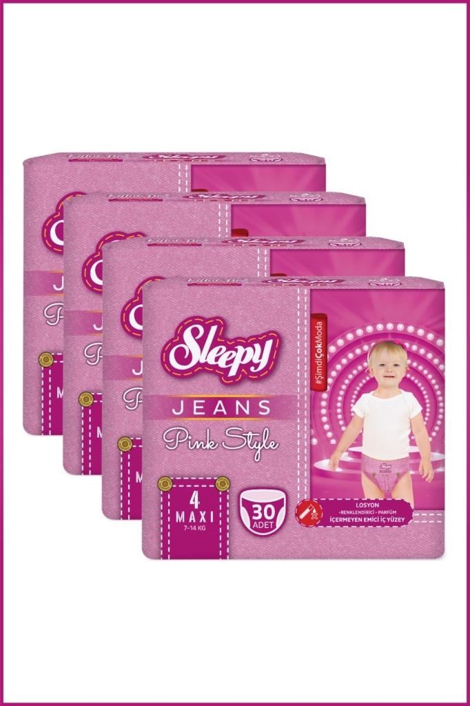 Sleepy Pink Jeans Külot Bez 4 Numara Maxi 4’lü Jumbo 120 Adet