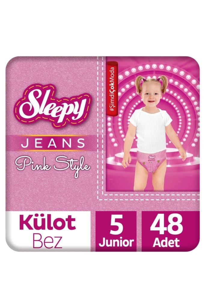 Sleepy Pink Jeans Külot Bez 5 Numara Junior 2'li Jumbo 48 Adet