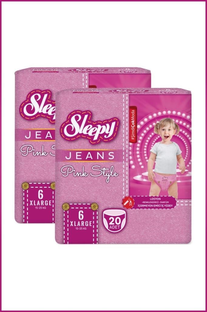 Sleepy Pink Jeans Külot Bez 6 Numara Xlarge 2'li Jumbo 40 Adet