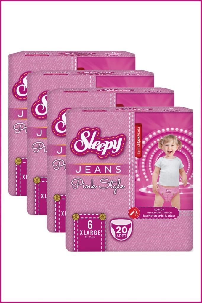 Sleepy Pink Jeans Külot Bez 6 Numara Xlarge 4’lü Jumbo 80 Adet