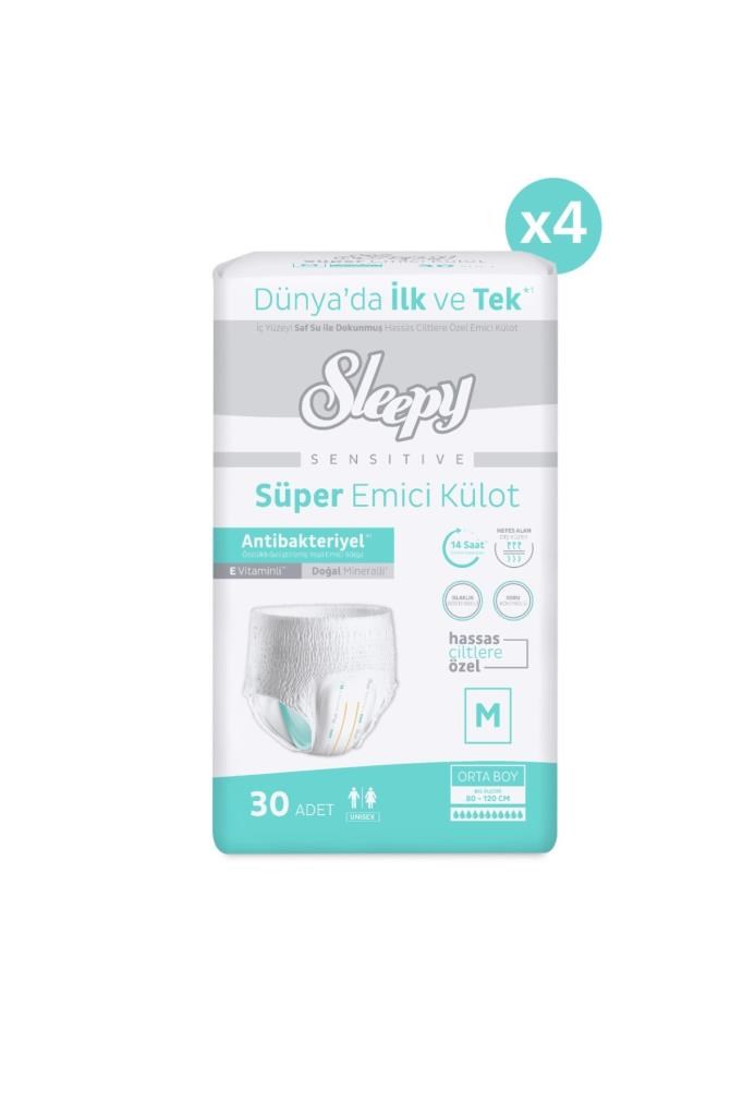 Sleepy Sensitive Antibakteriyel Emici Külot Medium 30x4 120 Adet