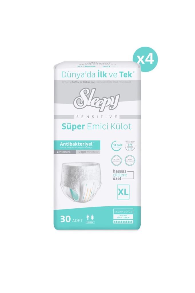 Sleepy Sensitive Antibakteriyel Emici Külot Xlarge 30x4 120 Adet