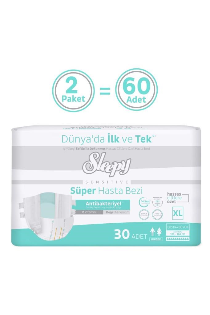 Sleepy Sensitive Süper Yetişkin Hasta Bezi Xlarge 30x2 60 Adet