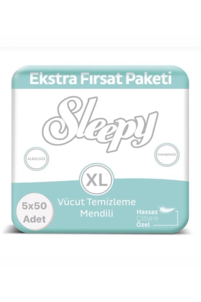 Sleepy Vücut Temizleme Havlusu, Hasta Perine Havlu, Makyaj Temizleme Mendili 5x50 Adet