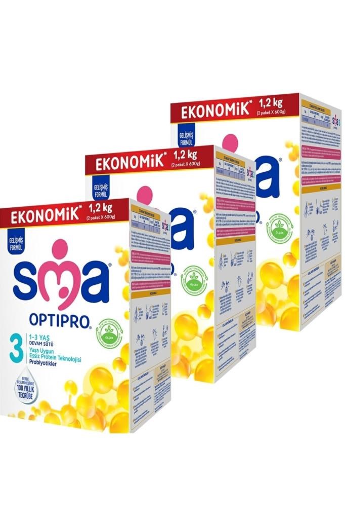 SMA Optipro Probiyotik 3 1- 3 Yaş Devam Sütü 1200 Gr X 3 Adet