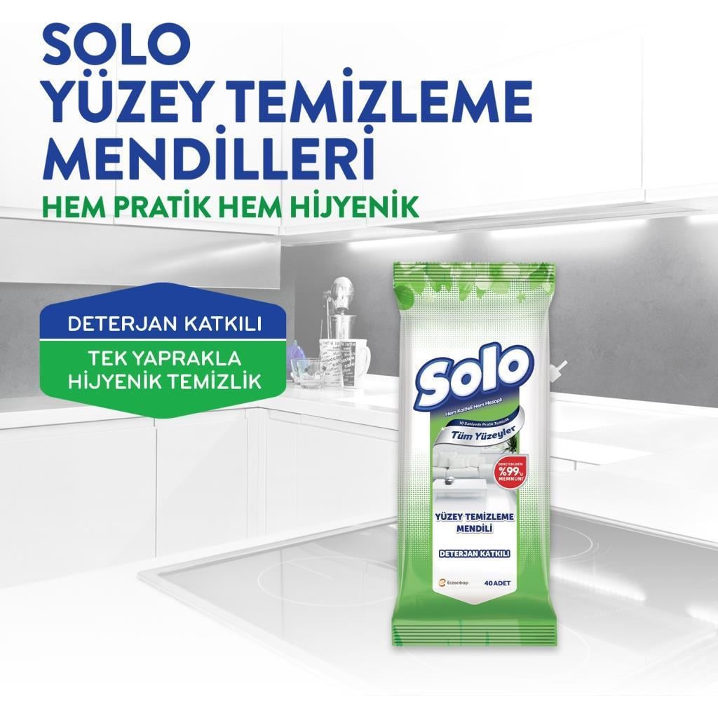 Solo Tüm Yüzeyler Islak Temizlik Mendili 40'lı