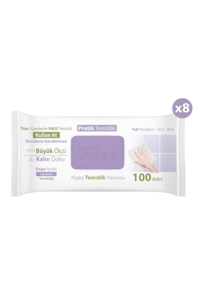 Turco Doğadan Pratik Temizlik Turco Doğadan Pratik Yüzey Temizlik Havlusu Lavanta 8x100 (800 YAPRAK)