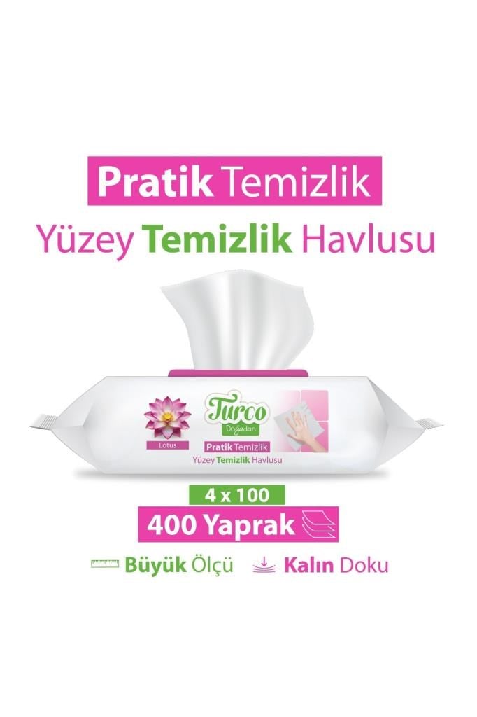 Turco Doğadan Pratik Temizlik Turco Doğadan Pratik Yüzey Temizlik Havlusu Lotus 4x100 (400 Yaprak)