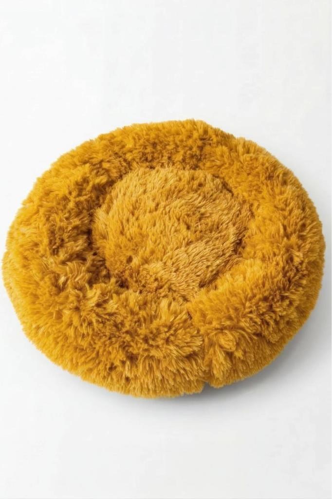 United Colors of Benetton BNTMKT-0012-OR Uzun Kürklü Donut Kedi&Köpek Yatağı Turuncu 55 CM