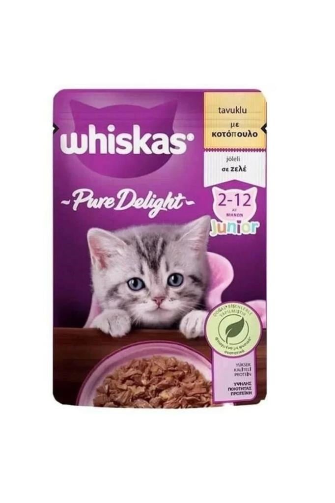 Whiskas Pouch Pure Delight Jöle Içerisinde Tavuklu Yavru Kedi Konservesi 85 gr 4x85 gr