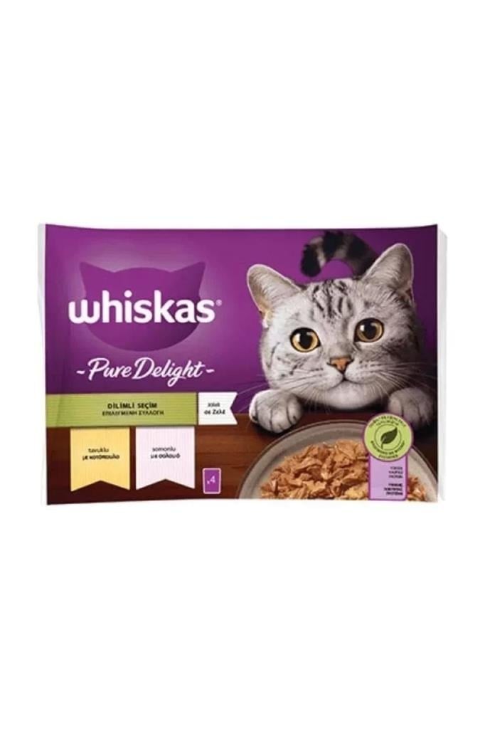 Whiskas Pouch Pure Delight Jöle Içerisinde Tavuklu Ve Somonlu Yetişkin Konserve Kedi Maması 4 Adet 8