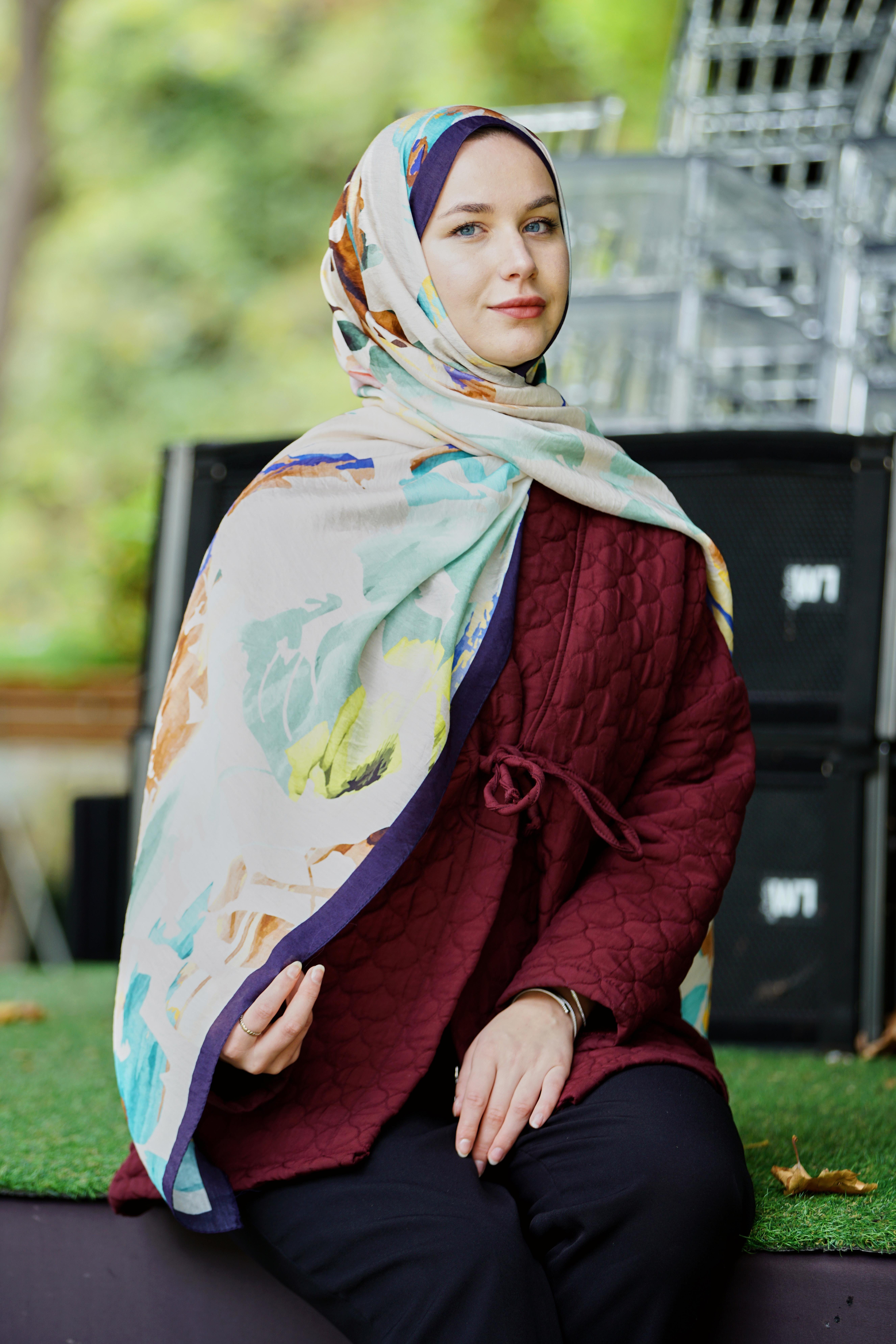Loryan Scarf Aliza Şal - Lacivert/Ekru