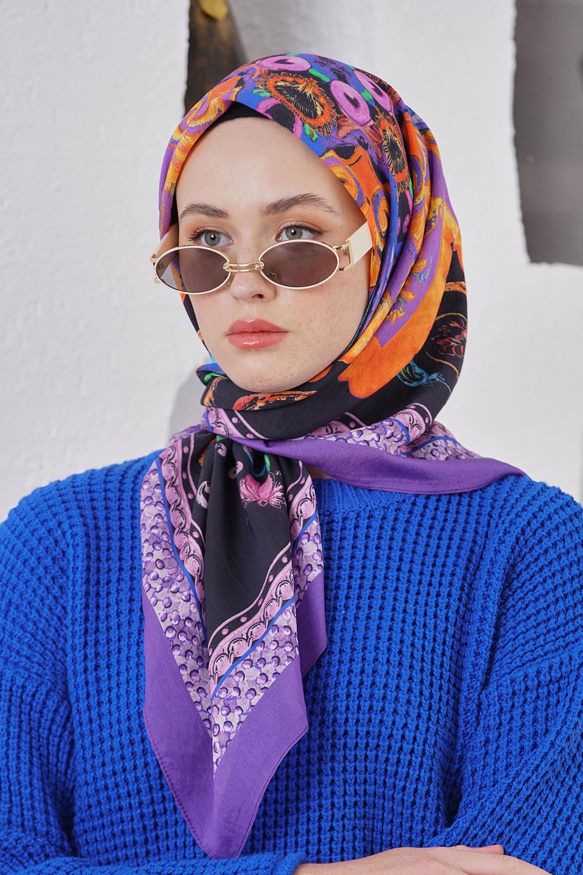 Loryan Scarf Diamond Eşarp - Diamond Diya İpeksi Eşarp 4317 Mürdüm
