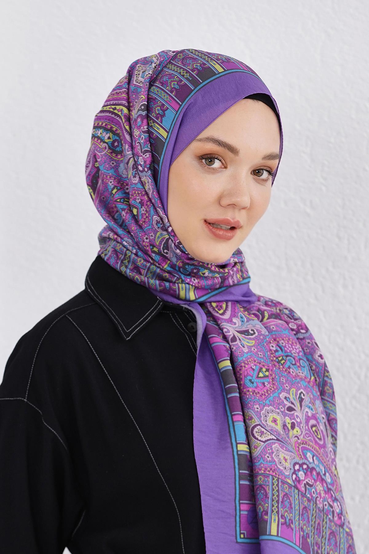 Loryan Scarf Diamond Şal - Diamond Harmony İpeksi Şal 4281 Lila