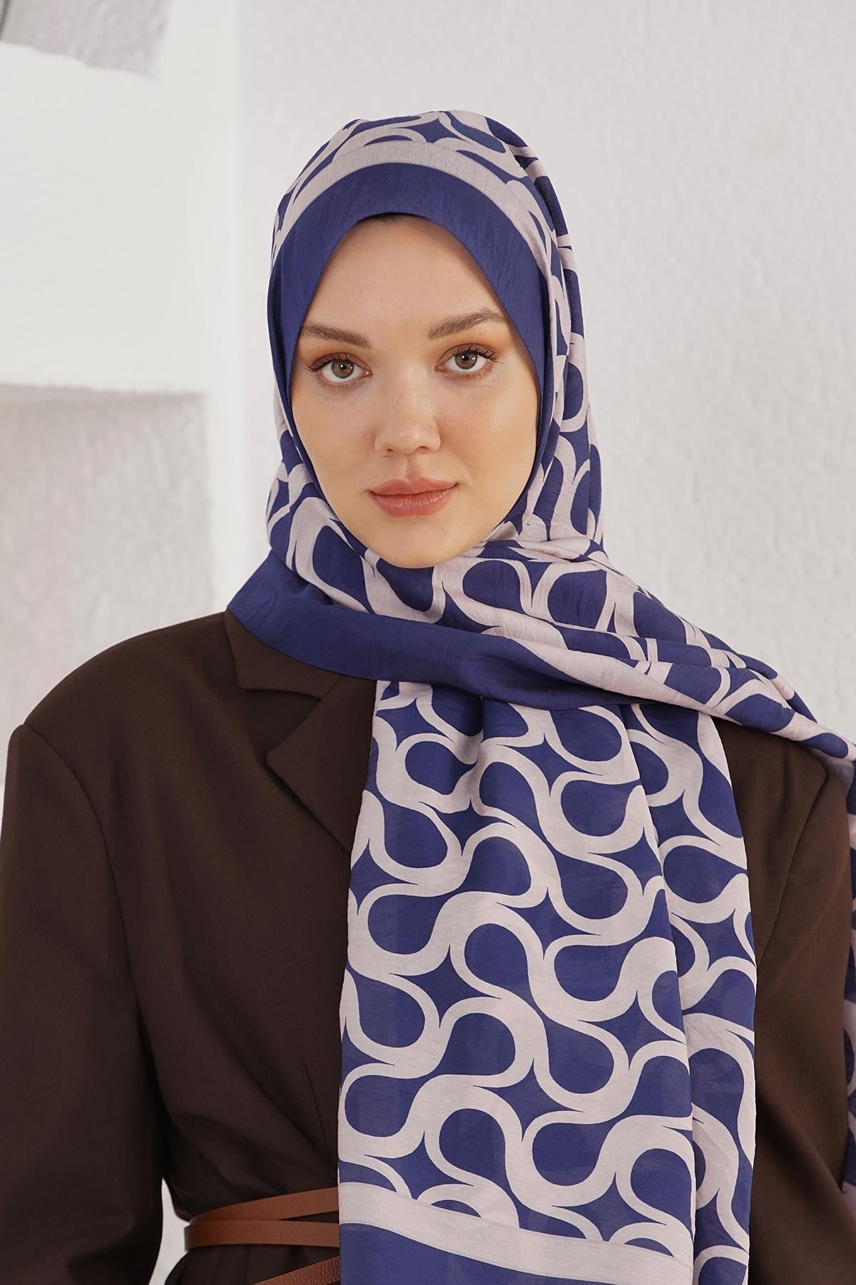 Loryan Scarf Diamond Şal - Diamond Mirror İpeksi Şal 4289 Lacivert