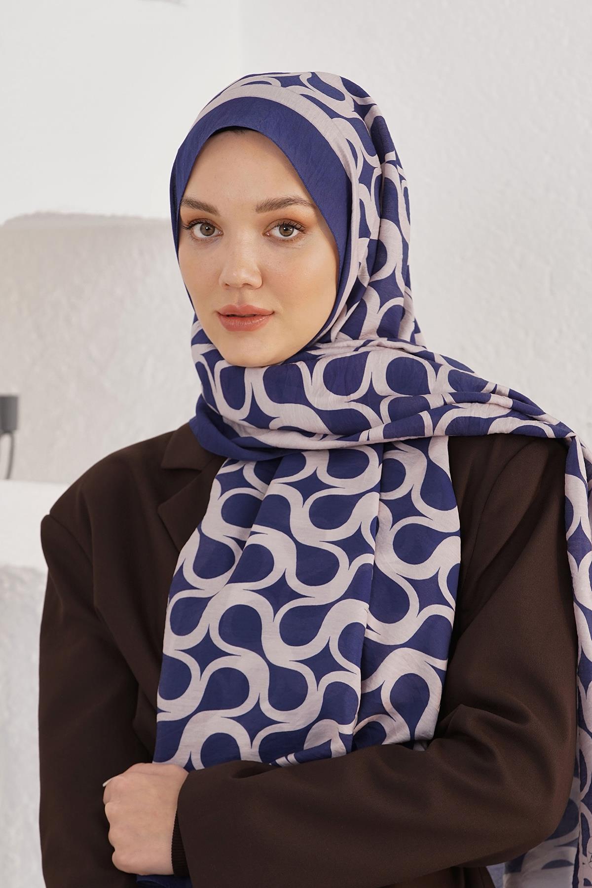 Loryan Scarf Diamond Şal - Diamond Mirror İpeksi Şal 4289 Lacivert