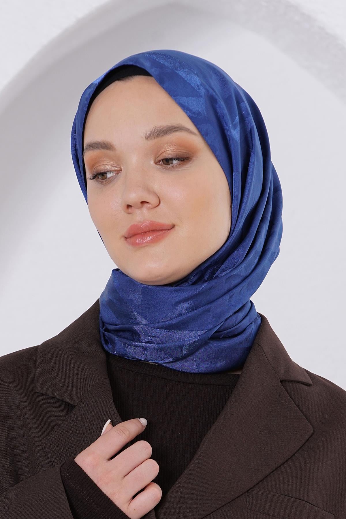 Loryan Scarf Jakar Şal - Delta Floş Jakar Şal 4299 Lacivert