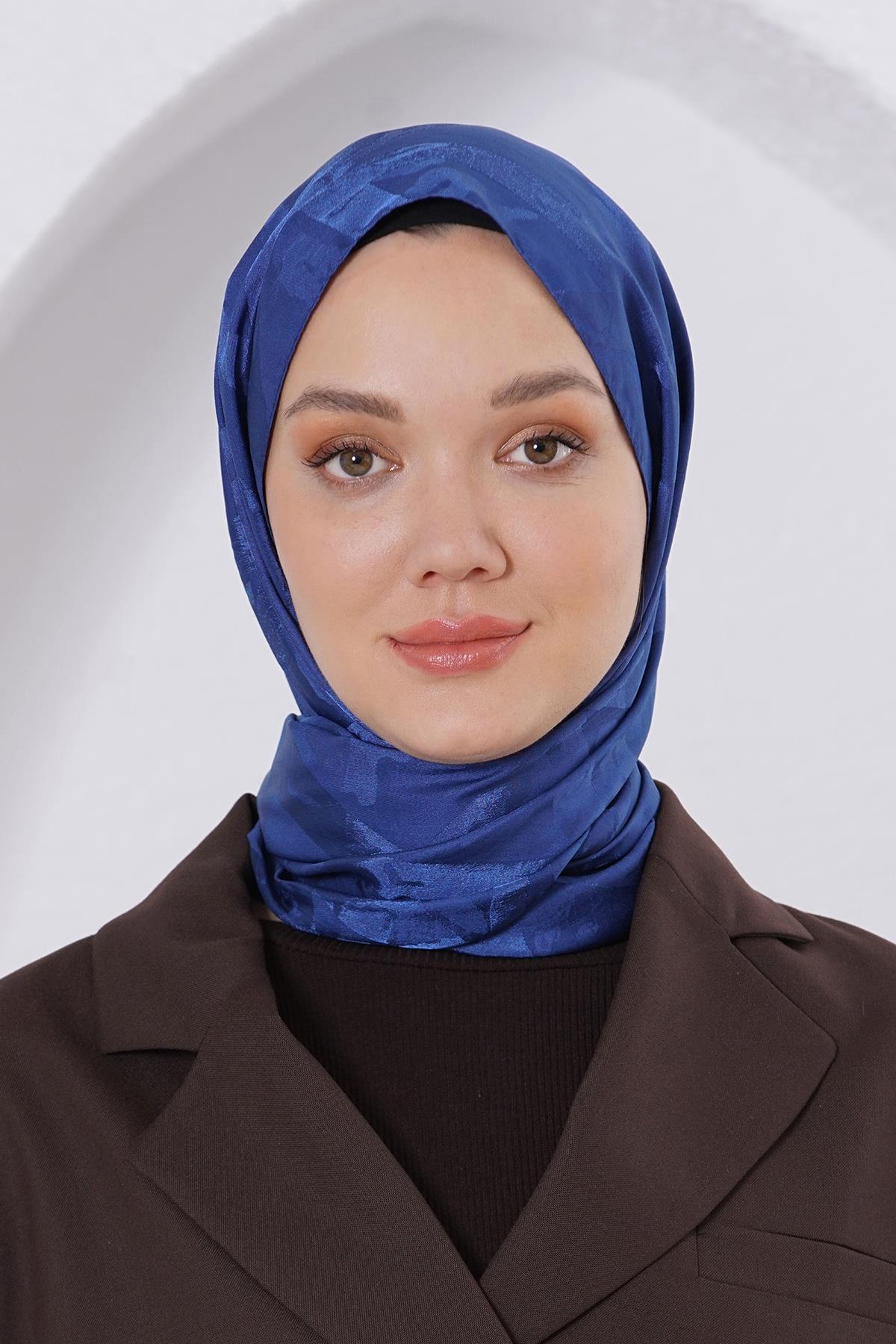 Loryan Scarf Jakar Şal - Delta Floş Jakar Şal 4299 Lacivert