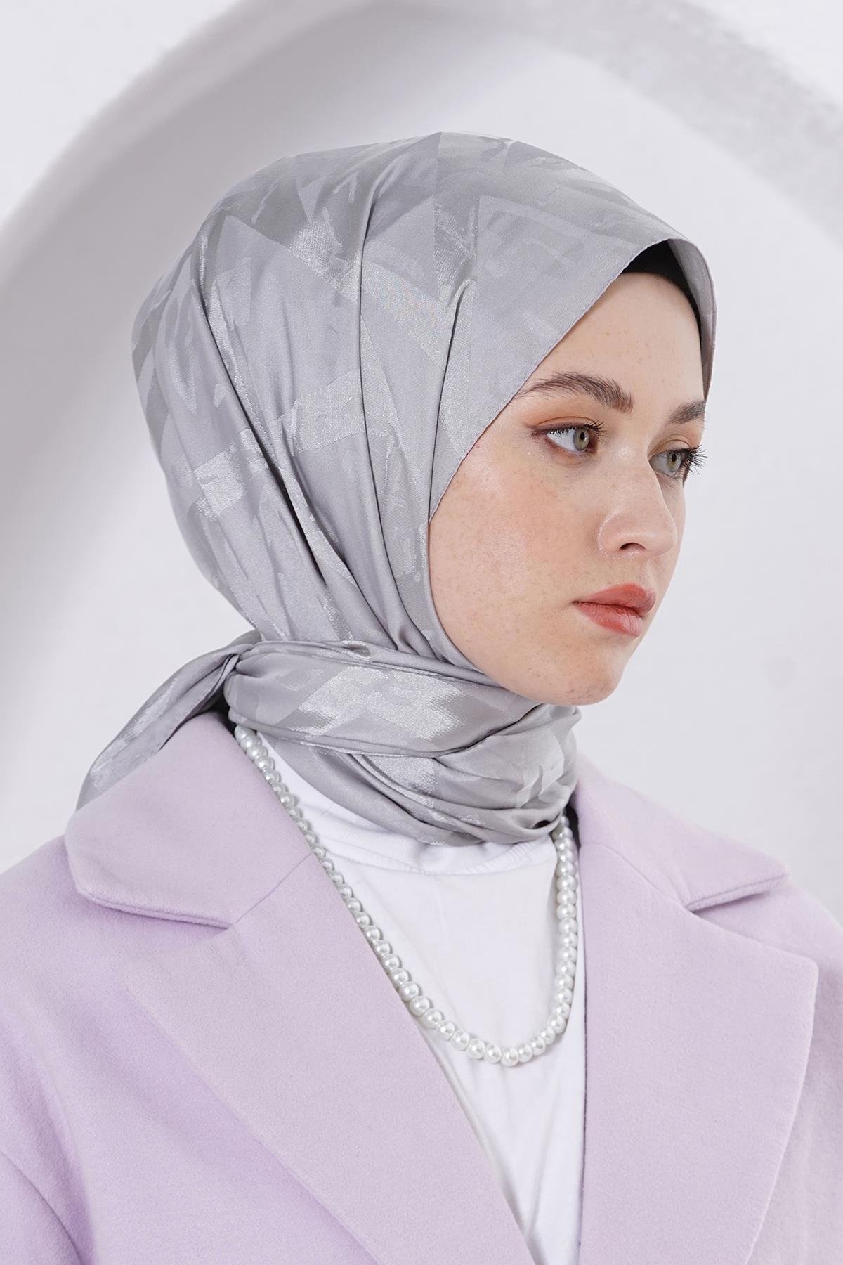 Loryan Scarf Jakar Şal - Delta Floş Jakar Şal 4299 Gri