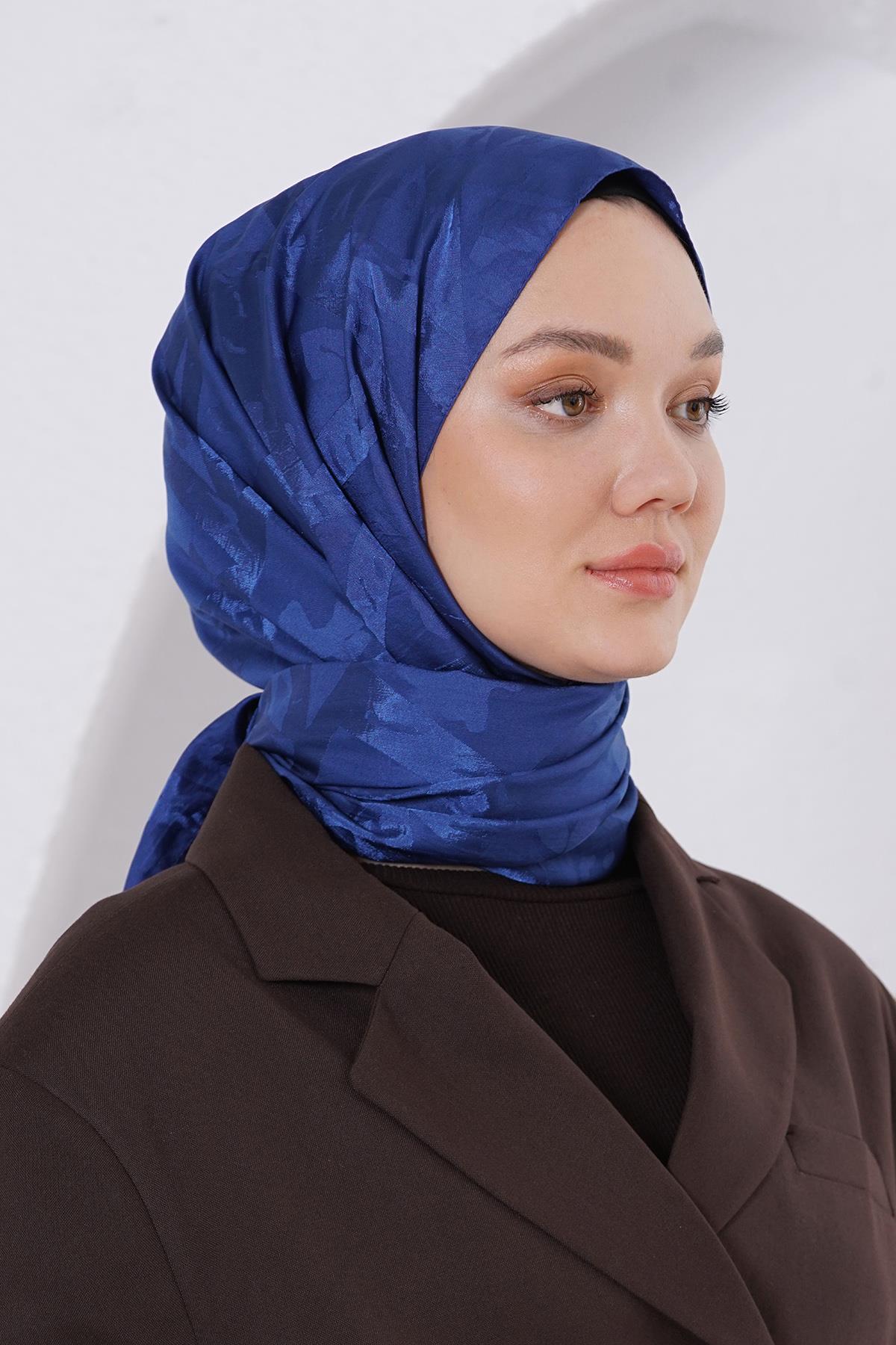 Loryan Scarf Jakar Şal - Delta Floş Jakar Şal 4299 Lacivert