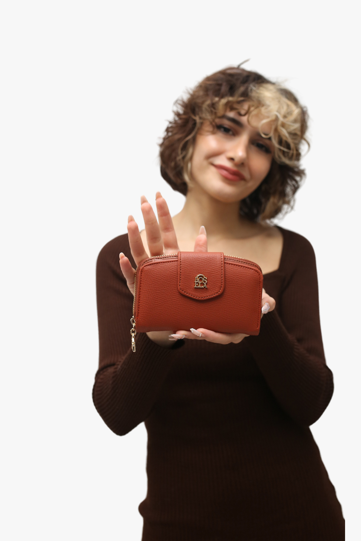 ABELLA,KADIN CÜZDAN,FERMUARLI (56-4016 KİREMİT)