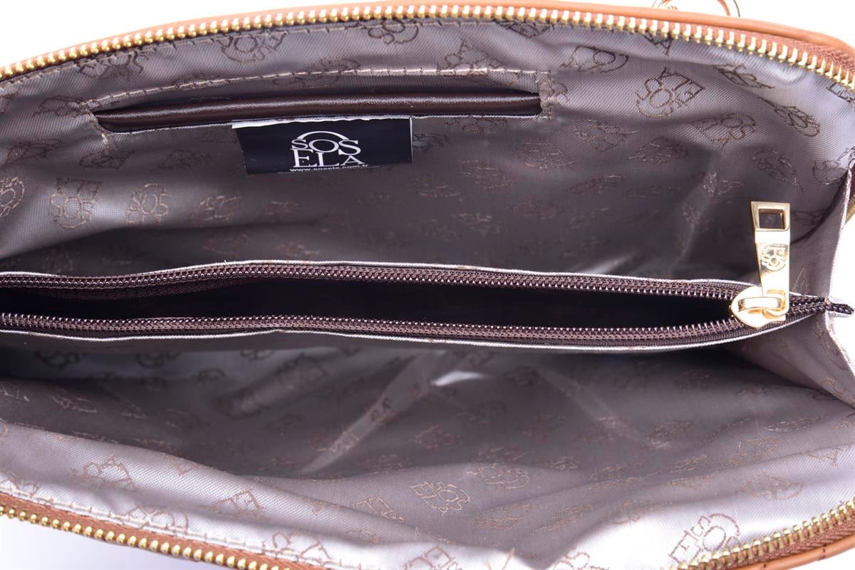 Belda Kadın Clutch Çanta 67-6011 TABA