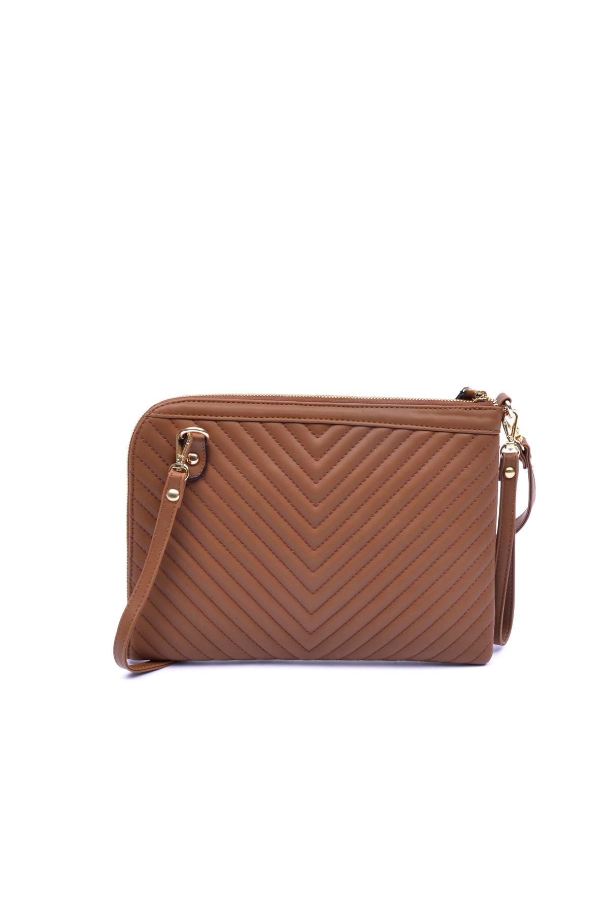 Belda Kadın Clutch Çanta 67-6011 TABA