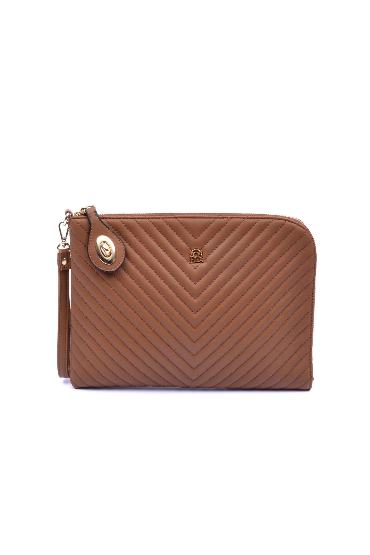Belda Kadın Clutch Çanta 67-6011 TABA