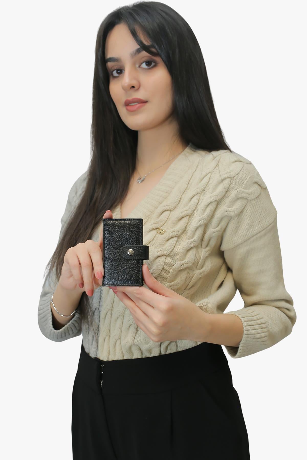 Sosela 23-1029 Henri Siyah Hakiki Deri Kartlık