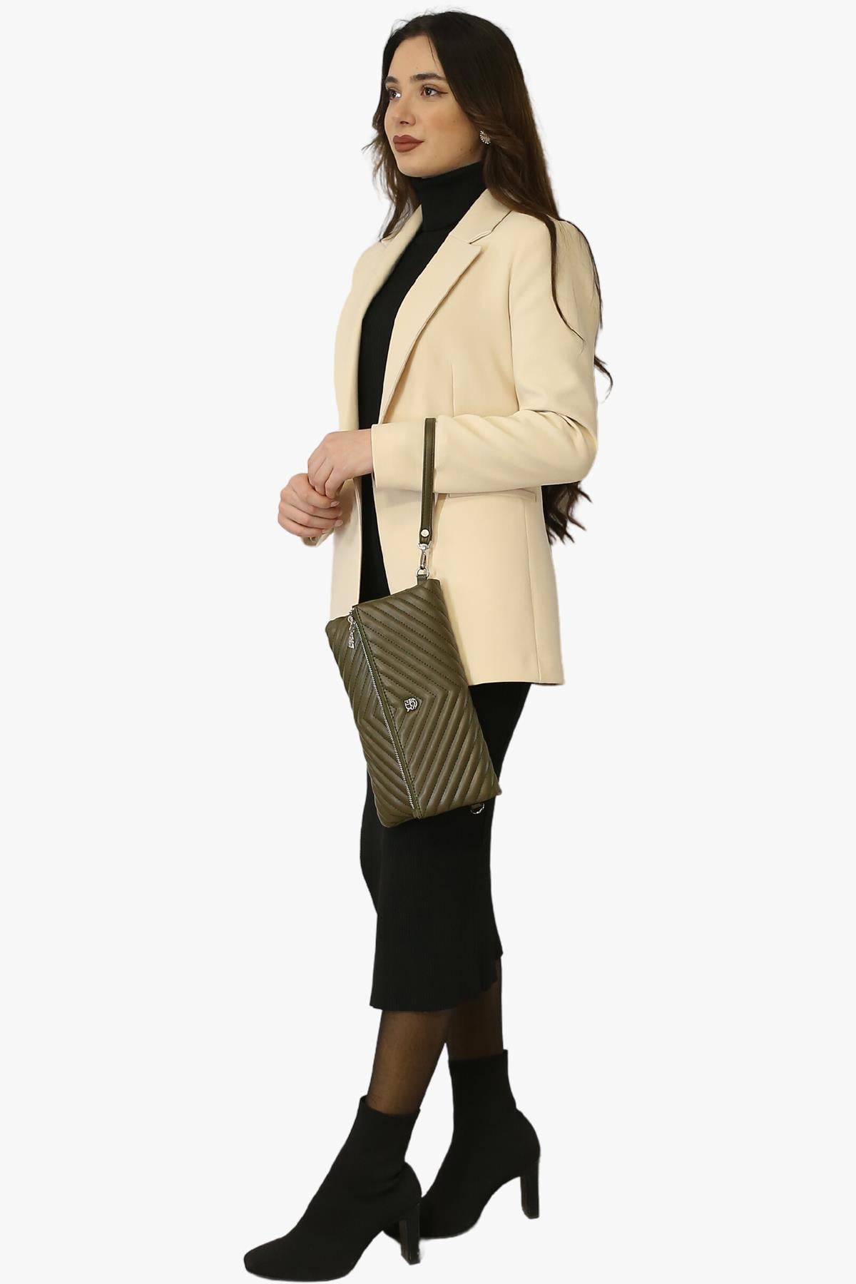 Sosela 67-6010 Kadın Linen Haki Portföy Çanta